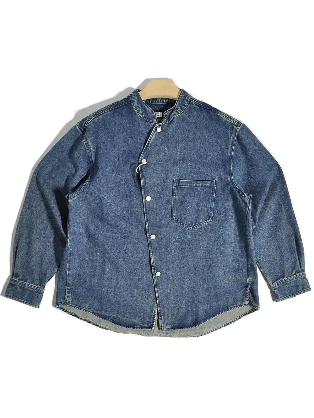 

Свободная повседневная рубашка с длинным рукавом и воротником-стойкой в китайском стиле (хонконгский стиль), молодежная, популярная, для повседневной носки, осенняя, утепленная