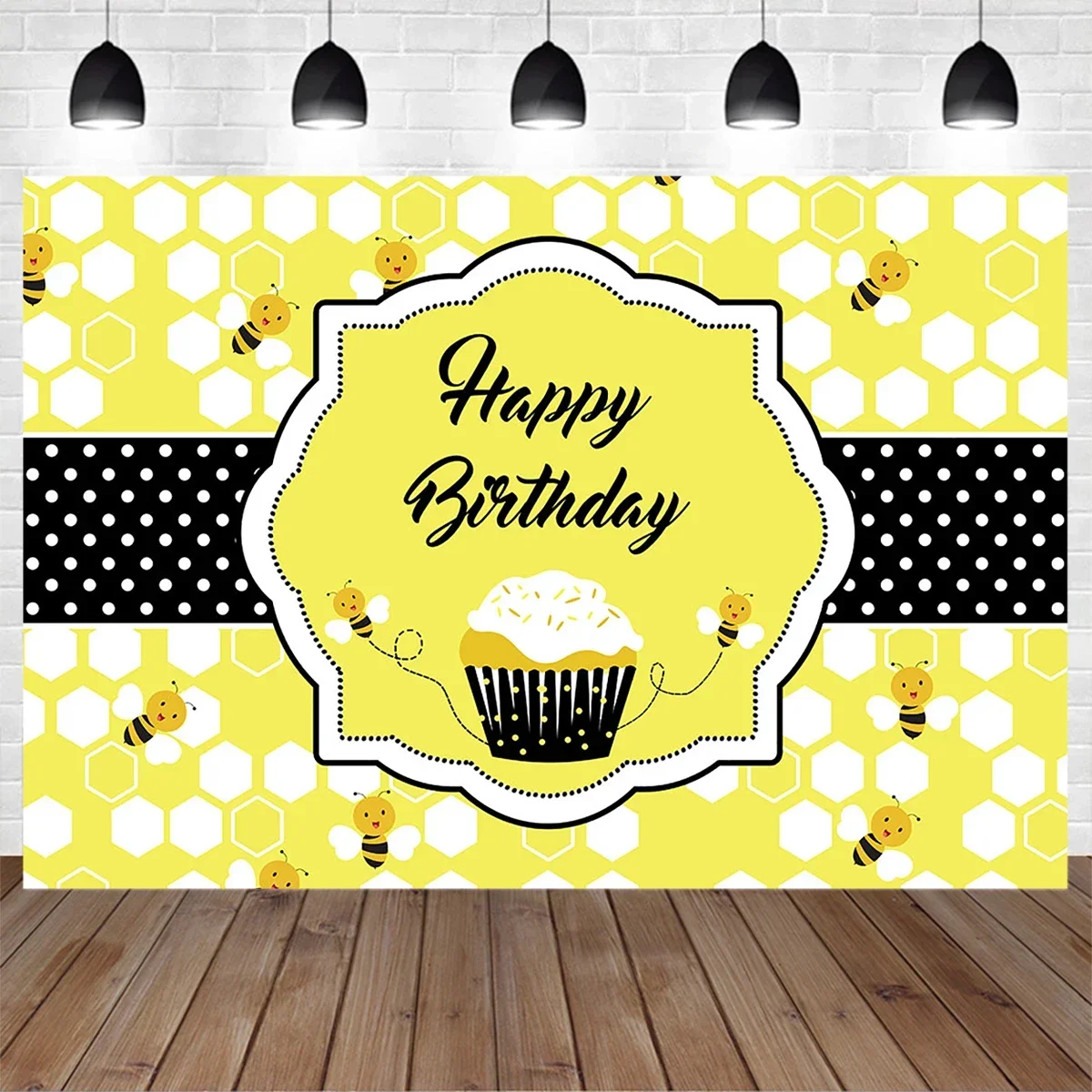

Bee Theme Birthday Party Background Poster Sweet Boy Girl Baby Shower Photography Photo Dessert Decoration Prop Studio Photocall