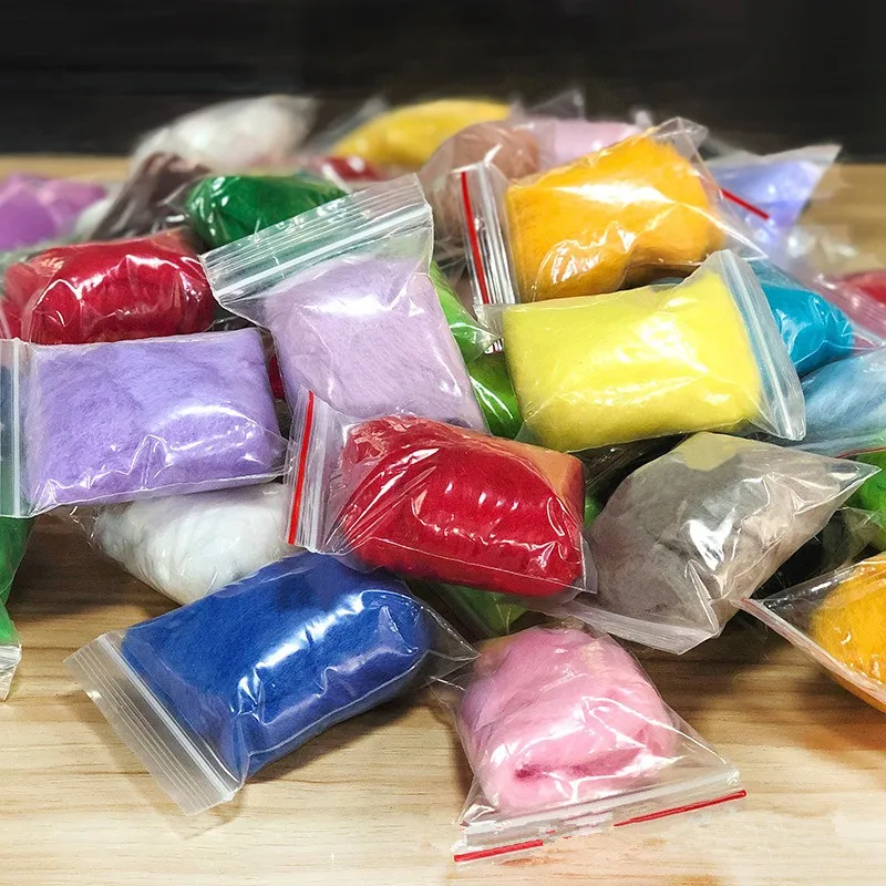 100g Bunte Wollvliesfäden, Nadelfilz-DIY-Set für Anfänger, Weiche Wollfilz-Bastelzubehör Starter-Packung