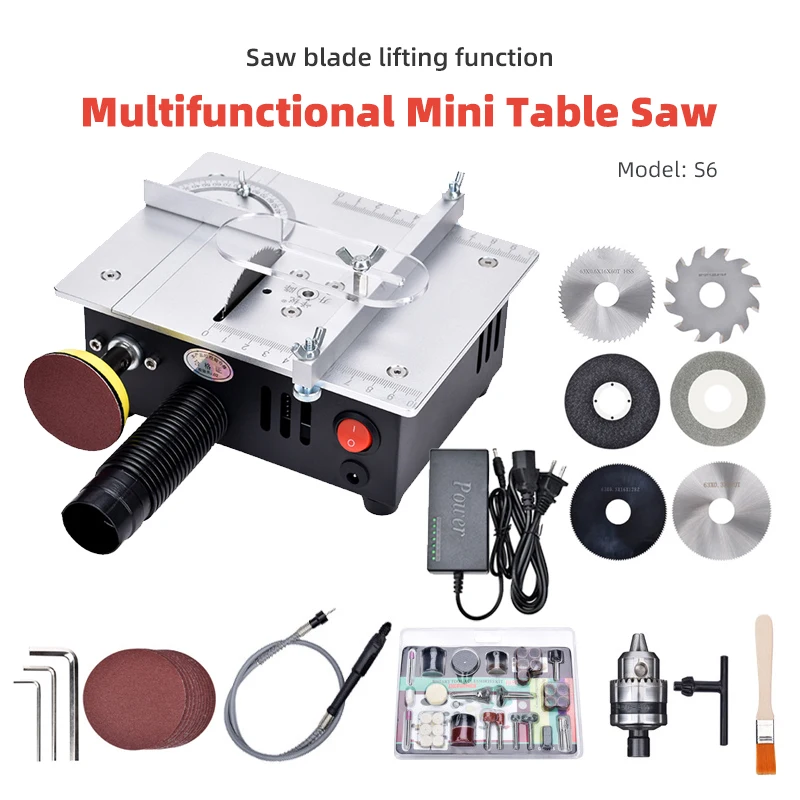 Multifunctional Table Saw with Polishing Machine,Mini Lift Saw for PCB Board Cut,Micro Electric Saw with Drill for Desktop Cut