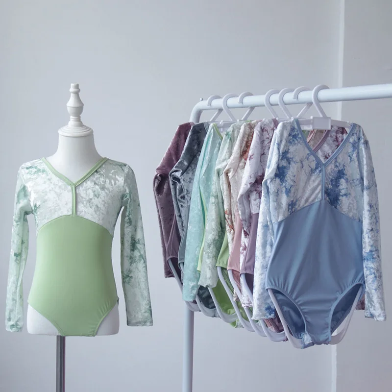 

Танцевальный купальник для девочек, балетный купальник с длинными рукавами для девочек, гимнастические купальники, детский танцевальный купальник-пачка, детское боди балерины