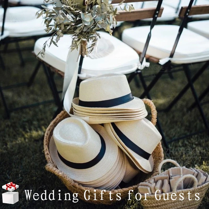 58/60cm Wedding Straw Fedora Hat for Men Women Trilby Hat Short Brim Panama Hat Beach Havana Party Favors Big Head Gentleman Cap - Image 5