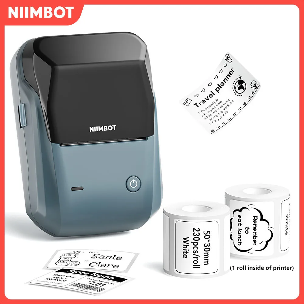 

Niimbot B1 Label Maker Bluetooth Портативный 2-дюймовый термопринтер этикеток с большой водонепроницаемой лентой для малого бизнеса, офиса, дома
