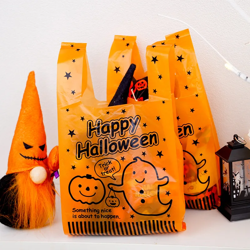 

50 Halloween packaging tote bags, pumpkin candy bags, snack bags, baking cookie bags