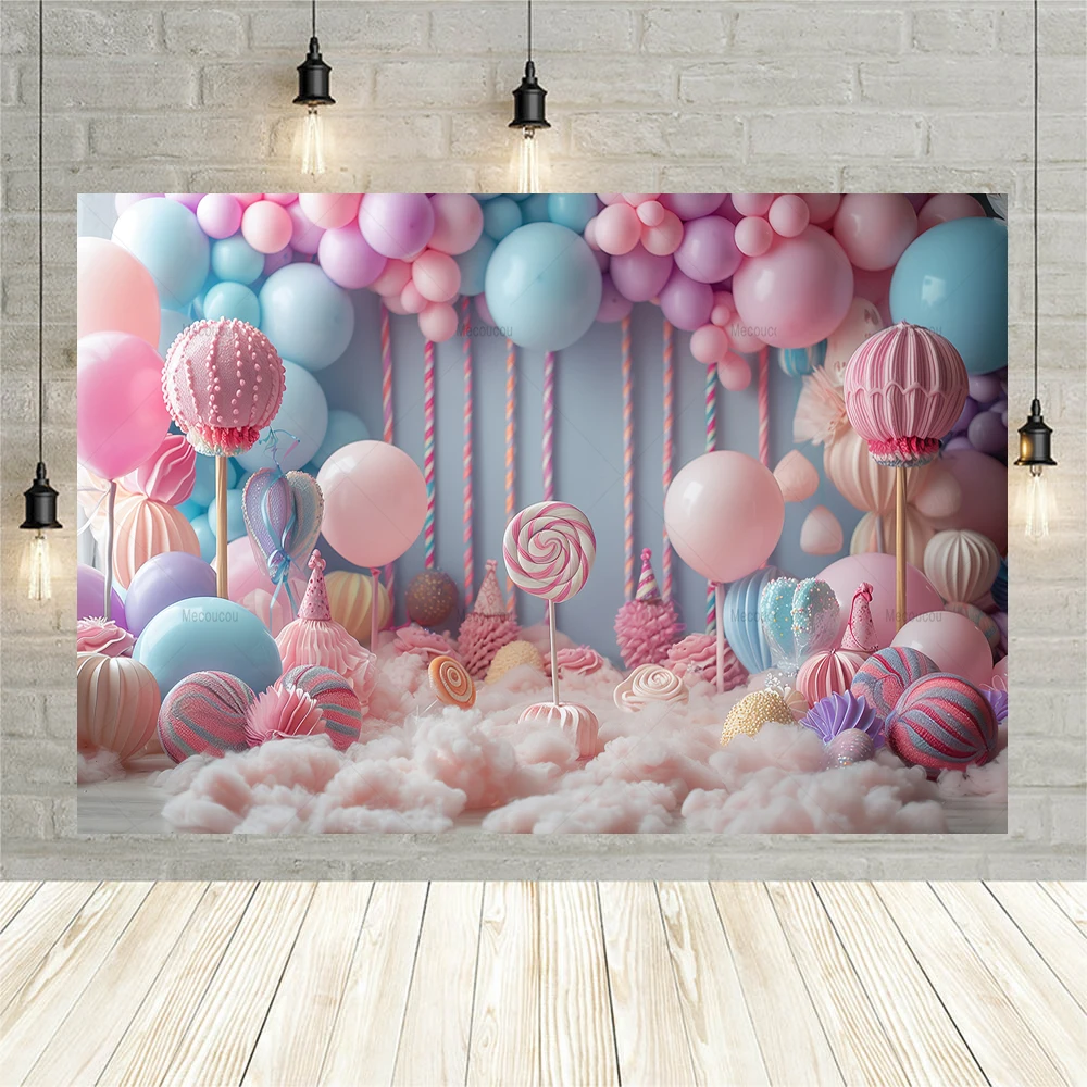 Sweet Candy Castle Girl\'s Birthday Backdrops for Photography Baby Shower Party Decor Photo Photographic Background Studio Shoot