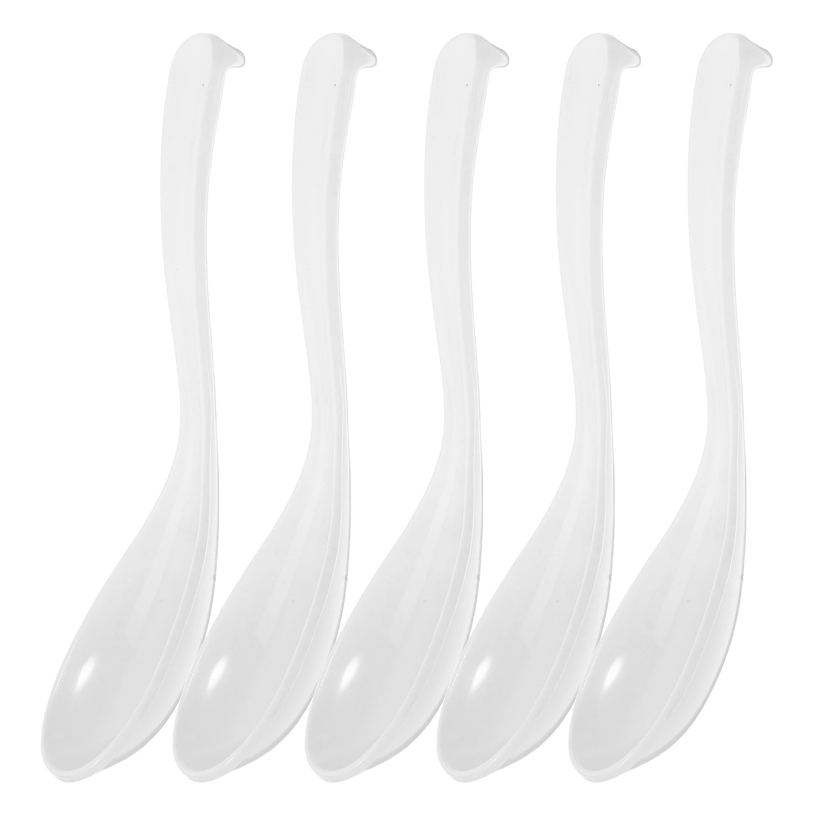 

4pcs Ramen Soup Spoon Plastic Long Handle For Restaurants Asian Serving Ladle Spoon White Soup Spoons Commercial Use