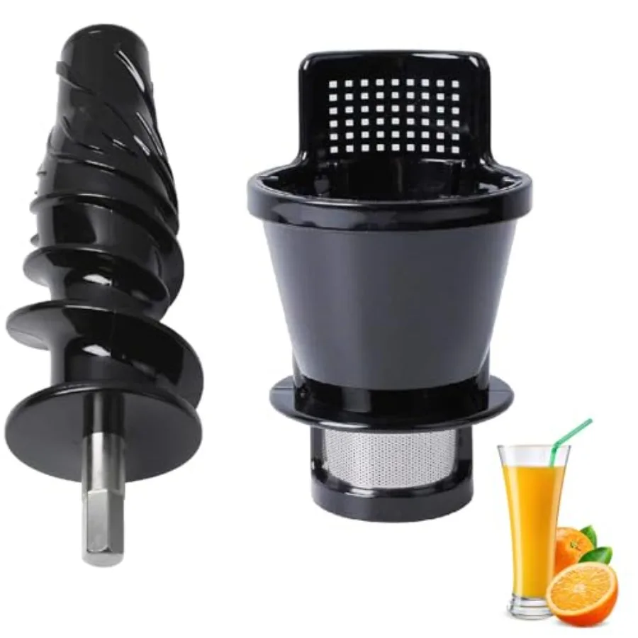 

Slow masticating juicer replacement parts for Omega 8006/8005/8004/8003: stainless steel screen and food-grade auger in silver