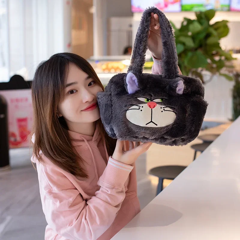 Disney Cartoon Lucifer Plush Large Capacity Shoulder Bag Cute Portable Lightweight Cosmetic Storage Bag Handbag Kawaii Bad Cat