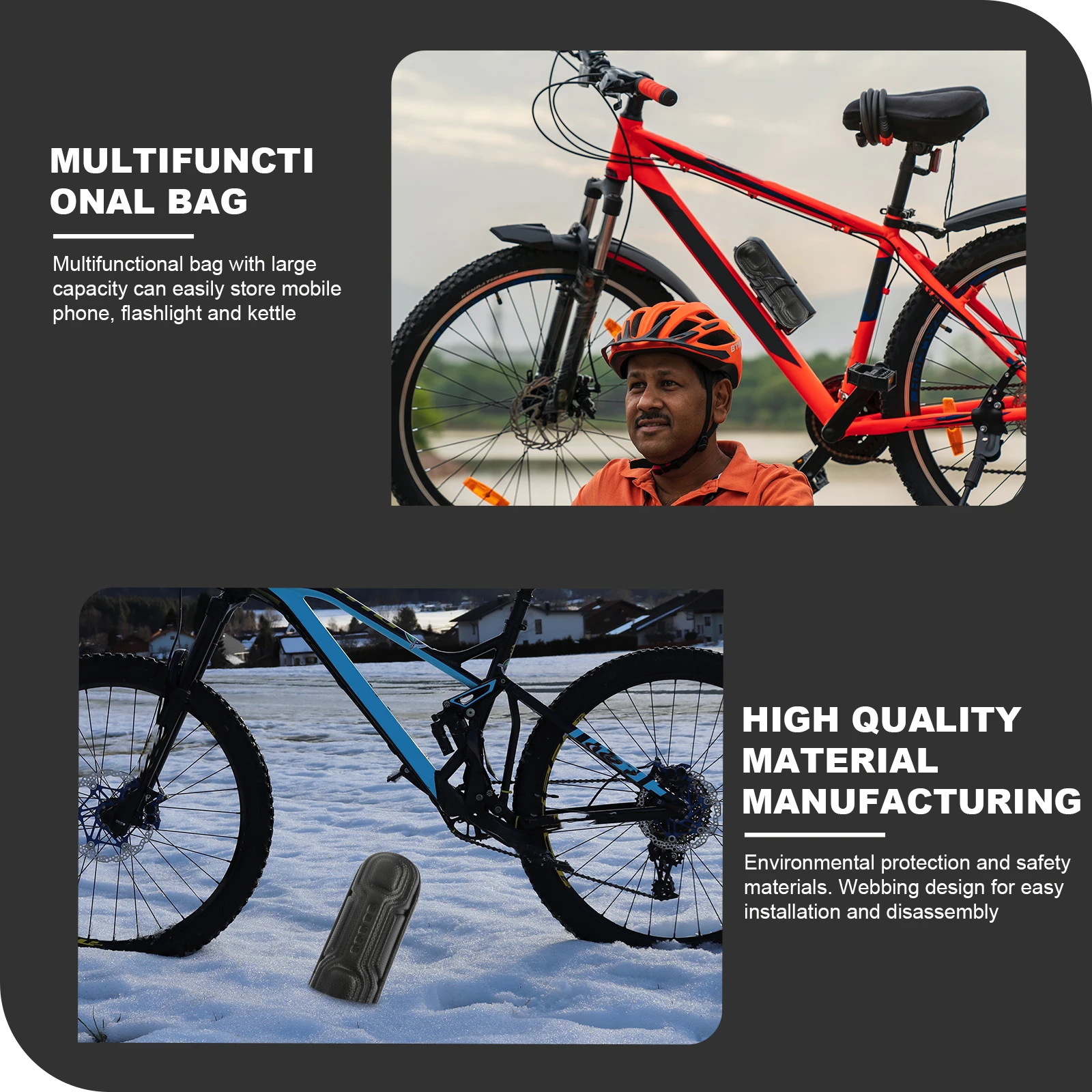 

Toolbox Waterproof Hard Shell Kettle Bag Bike Pouch Pu Cycling Accessory