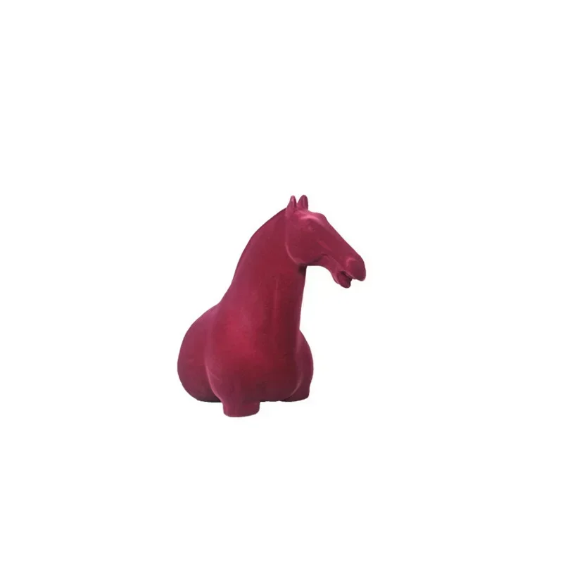 Modern simple modern resin flocking resin red horse decoration home soft decoration living room model room hotel decoration