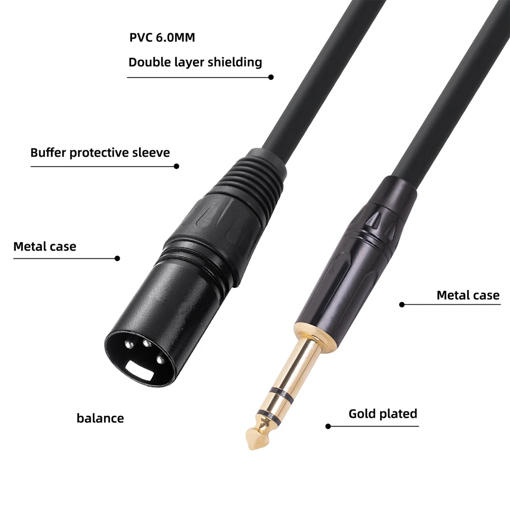 6.35 Mm 1/4 Inch Male To XLR Male Audio Stereo Mic Cable - Male To XLR Male Balanced Speaker Mic Cable, 1