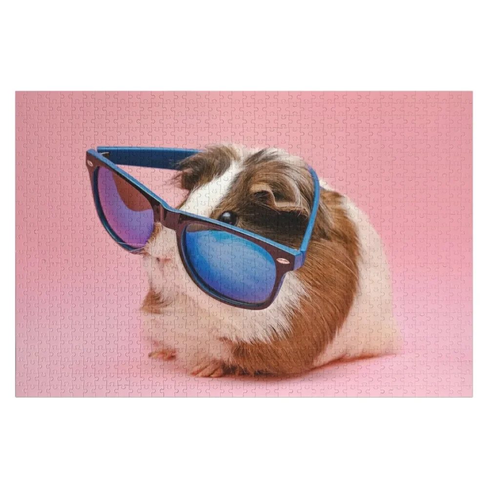 

Cute Guinea Pig Wearing Sunglasses Jigsaw Puzzle Custom With Photo Woods For Adults Puzzle