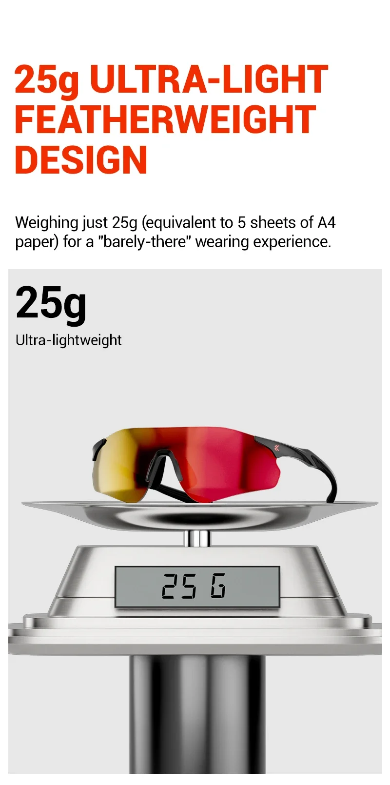 Kapvoe Photochrome Laufsonnenbrille für Herren, Outdoor-Sport, Fahrradbrille, Radbrille, UV400, ultraleichte Marathon-Brille, MTB – Detail 2