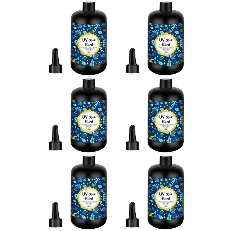 

6X UV Resin 500G Transparent Ultraviolet Curing Clear Hard Type Resin, Solar Cure Resin For DIY UV Resin Jewelry Making