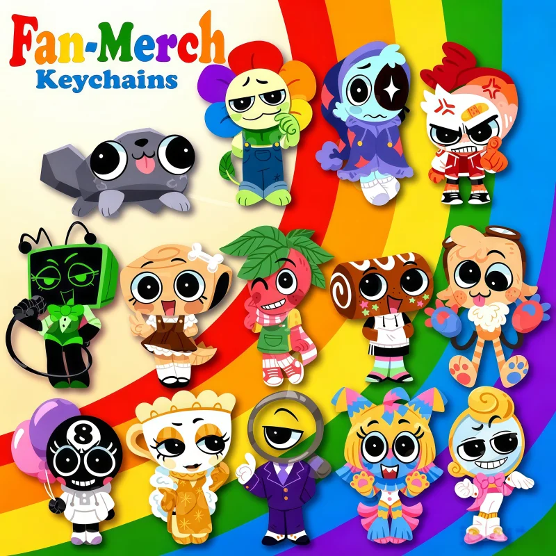 Llaveros de acrílico de Dandy's World Toon: Pebble Dandy, Astro Shrimpo, Vee, Shelly Sprout, Cosmo, Goob, Toodles, Teagan. Bonito colgante para bolso, regalo.