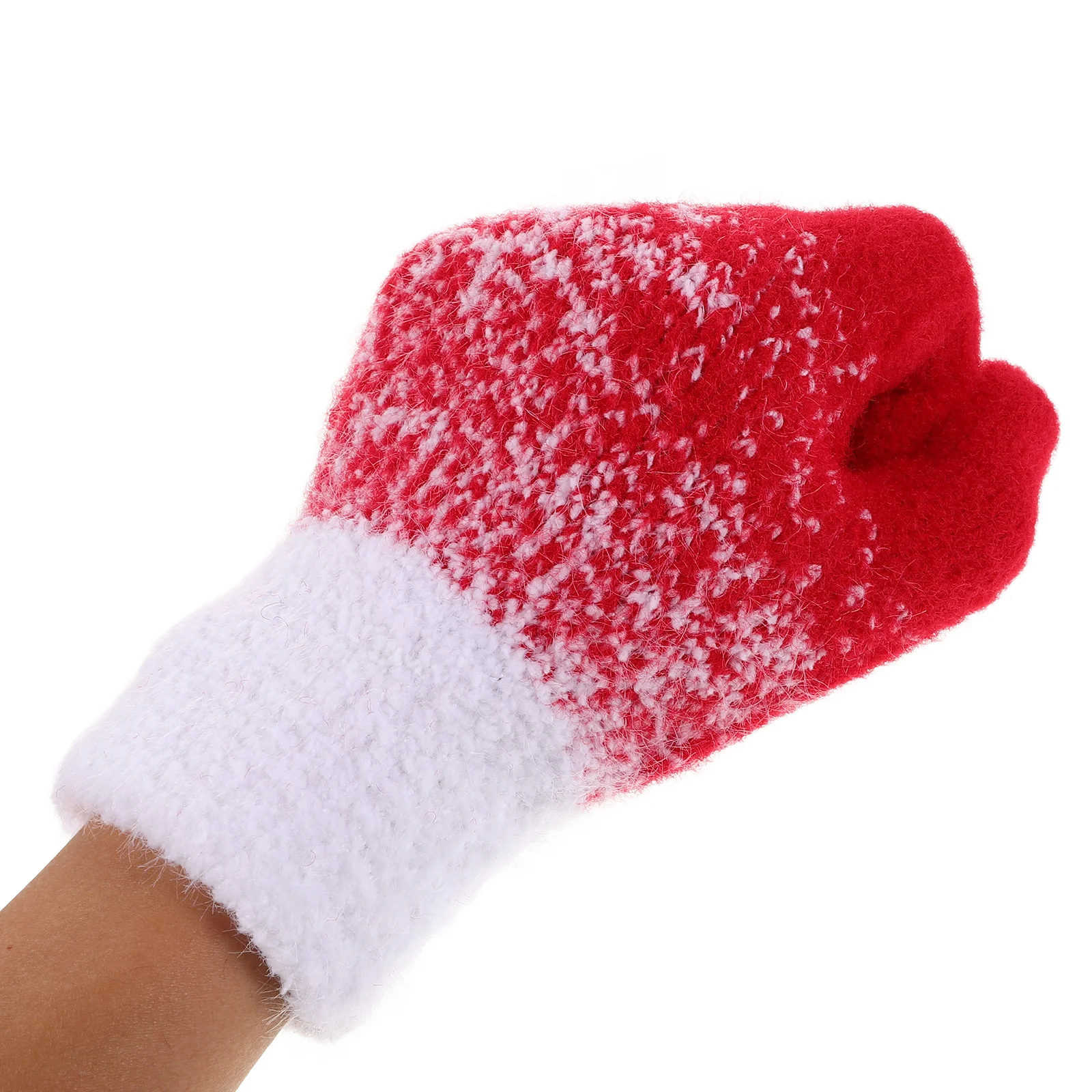 زوج واحد من قفازات الطقس البارد النسائية الدافئة بتصميم عيد الميلاد وشاشة تعمل باللمس متوافقة ومريحة مناسبة للأنشطة الشتوية الخارجية