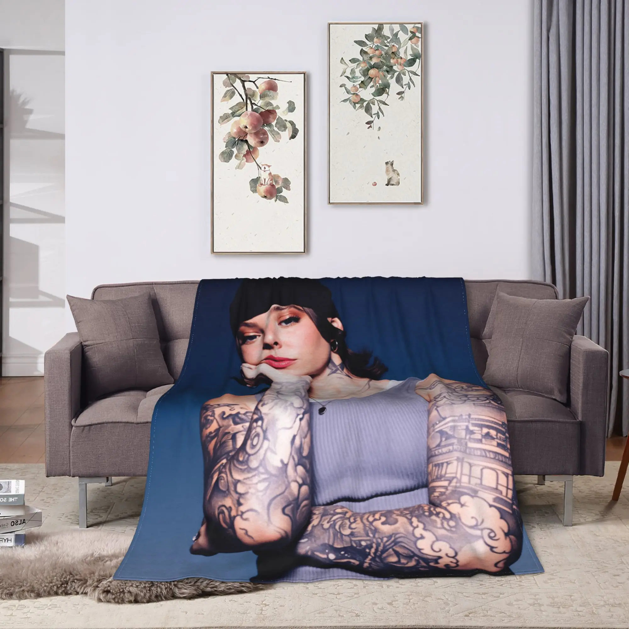 Puerto Rican Rapper Blanket Young Miko Picnic Flannel Bedding Throws For Couch Chair Sofa Bed Warm Soft Bedspread Gift Idea