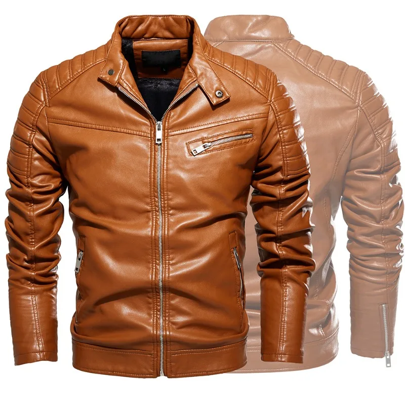 New Men's Jacket, Men's Pu Jacket Multi-color Optional Fashion Youth Locomotive Clothing Velvet Leather Jacket Men