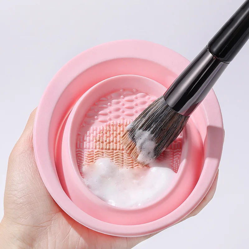 Silicone Makeup Brush Cleaner Foldable Cosmetic Brush Cleaning Bowl Powder Puff Beauty Sponge Washing Mat Brushes Scrubber Pad