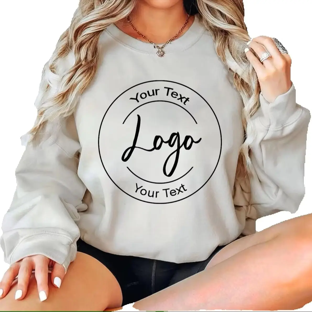 

Women Custom Logo Text Sweatshirt Business Company Team Logo Sweater Personalized Loose Crewneck School Logo Winter sweatshirts