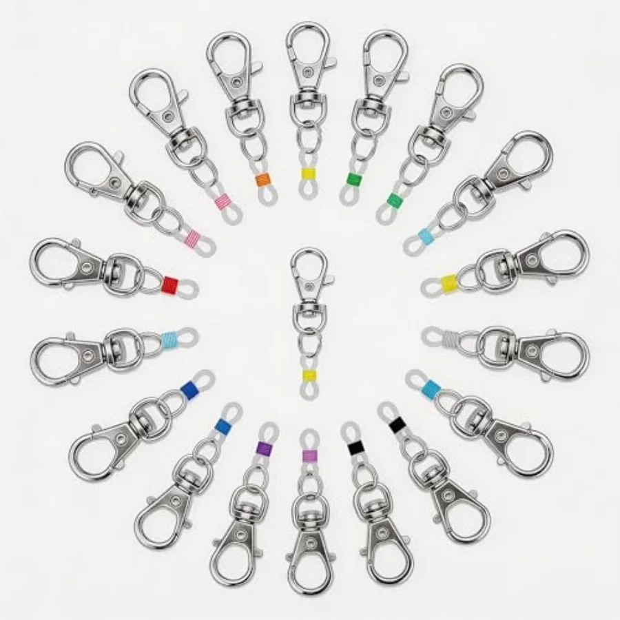 Pen Holder for Lanyard, Retractable Badge Reel Accessories, Colorful Silicone Clips with Lobster Clasps, Mini Pen Clips for Bad