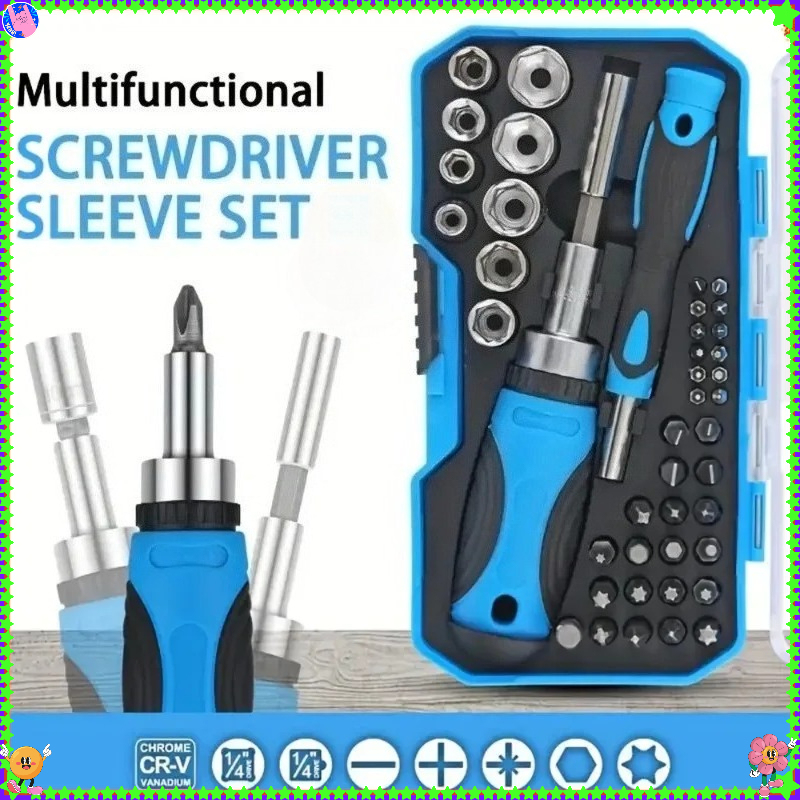  44PCSMultifunctionalScrewdriver Set, Precision Magnetic Bit Sleeve Kit Portable Household Maintenance Tool for Electronic Repair 