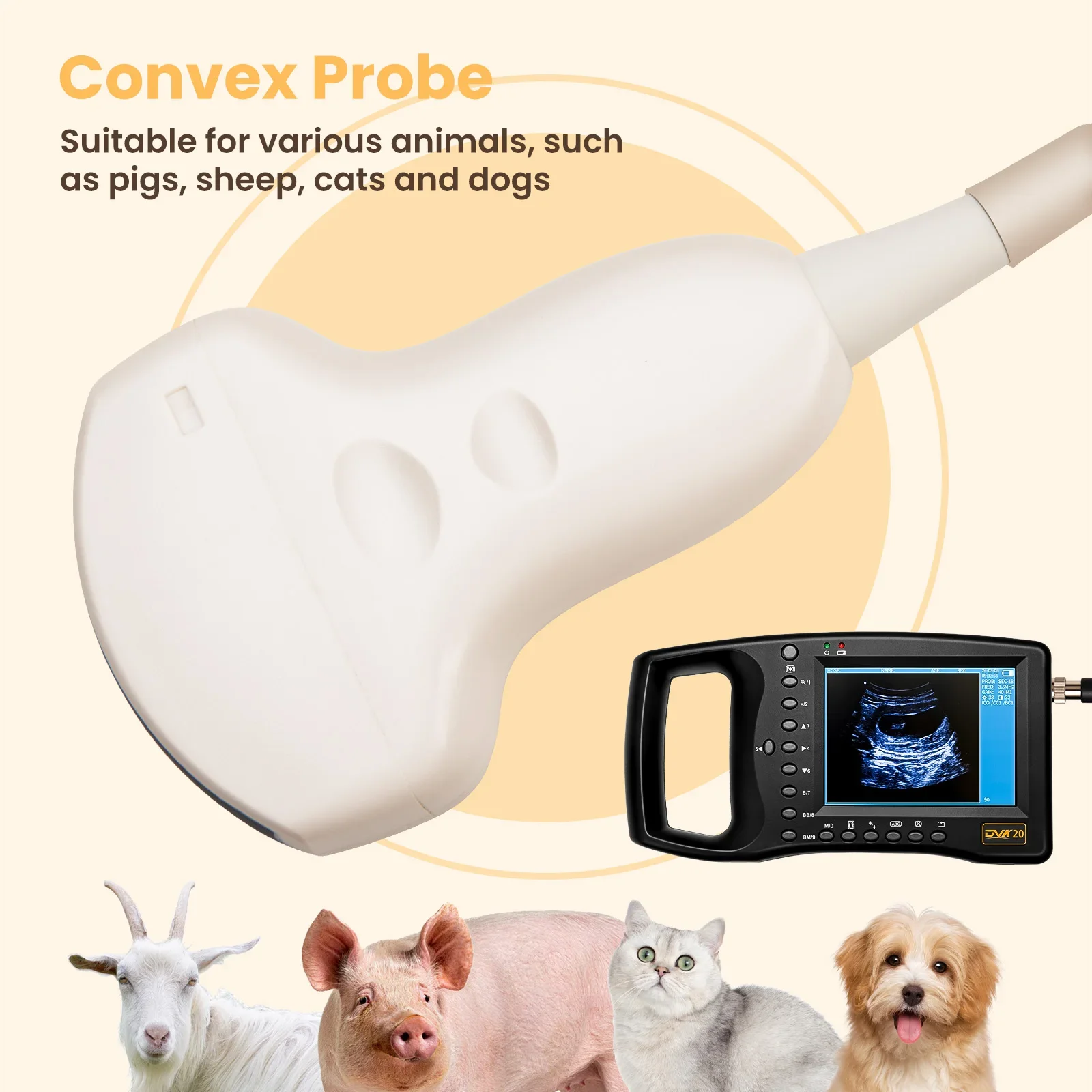 Handheld Ultrasound Machine for Pregnancy Horse Cows & Dog Cats Portable Veterinary Ultrasound Machine 5 Display Modes