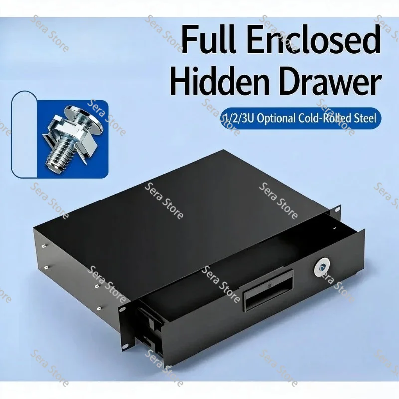 1U 2U 3U Rack Mount Drawer with Lock, 19