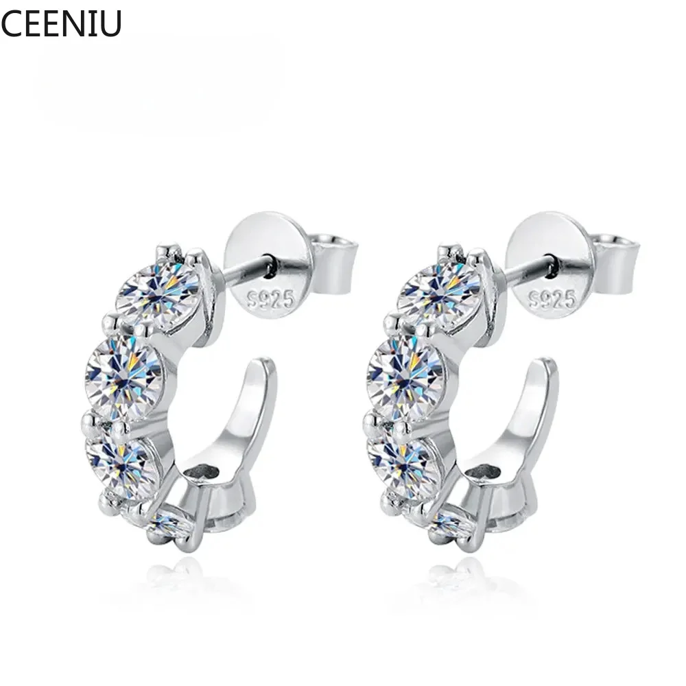 VVS1 Moissanite Earring s925 Sterling Silver Plated 18k White Gold Fine Jewelry with GRA Wedding Earrings for Women