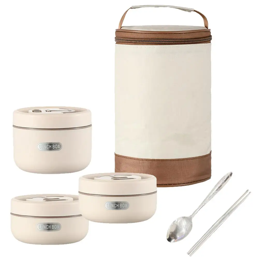 

Multi-layer Bento Lunch Box Set Portable Leak-proof 304 Stainless Steel Food Container With Storage Bag Spoon Chopsticks