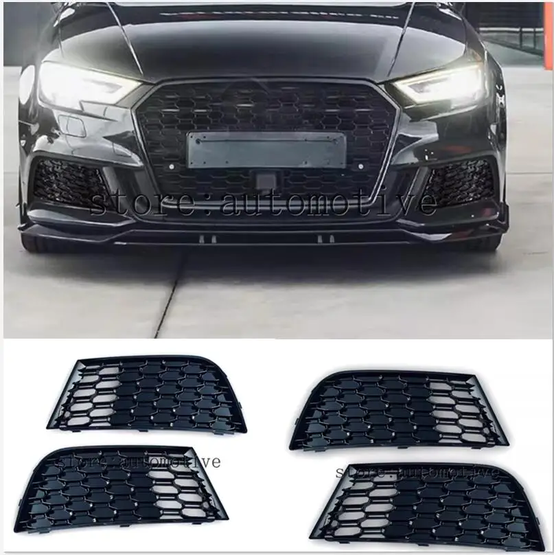 

2pcs Left Right Front Bumper Honeycomb Mesh Fog Light Grille Grill Cover For Audi A3 8V Sline S-line S3 2017 2018 2019 2020