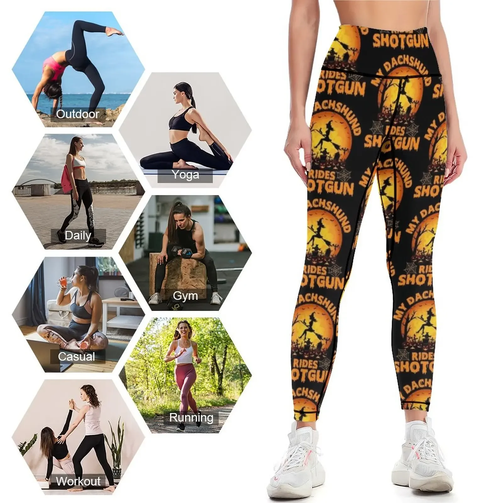 Leggings de bruja Dachshund, ropa deportiva para gimnasio, ropa deportiva para gimnasio, mallas para mujer