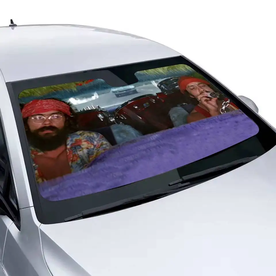 فيلم Cheech And Chong Drive مظلة السيارة الأمامية المضادة للأشعة فوق البنفسجية حماية الجبهة الشمس الظل التبريد حامي للسيارة الداخلية