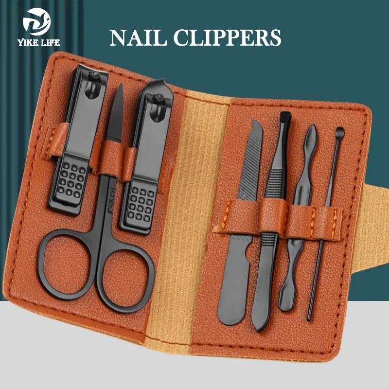 Juego de cortaúñas profesional para hombres, kit de cortaúñas portátil de acero inoxidable, hoja de acero con alto contenido de carbono, juego portátil