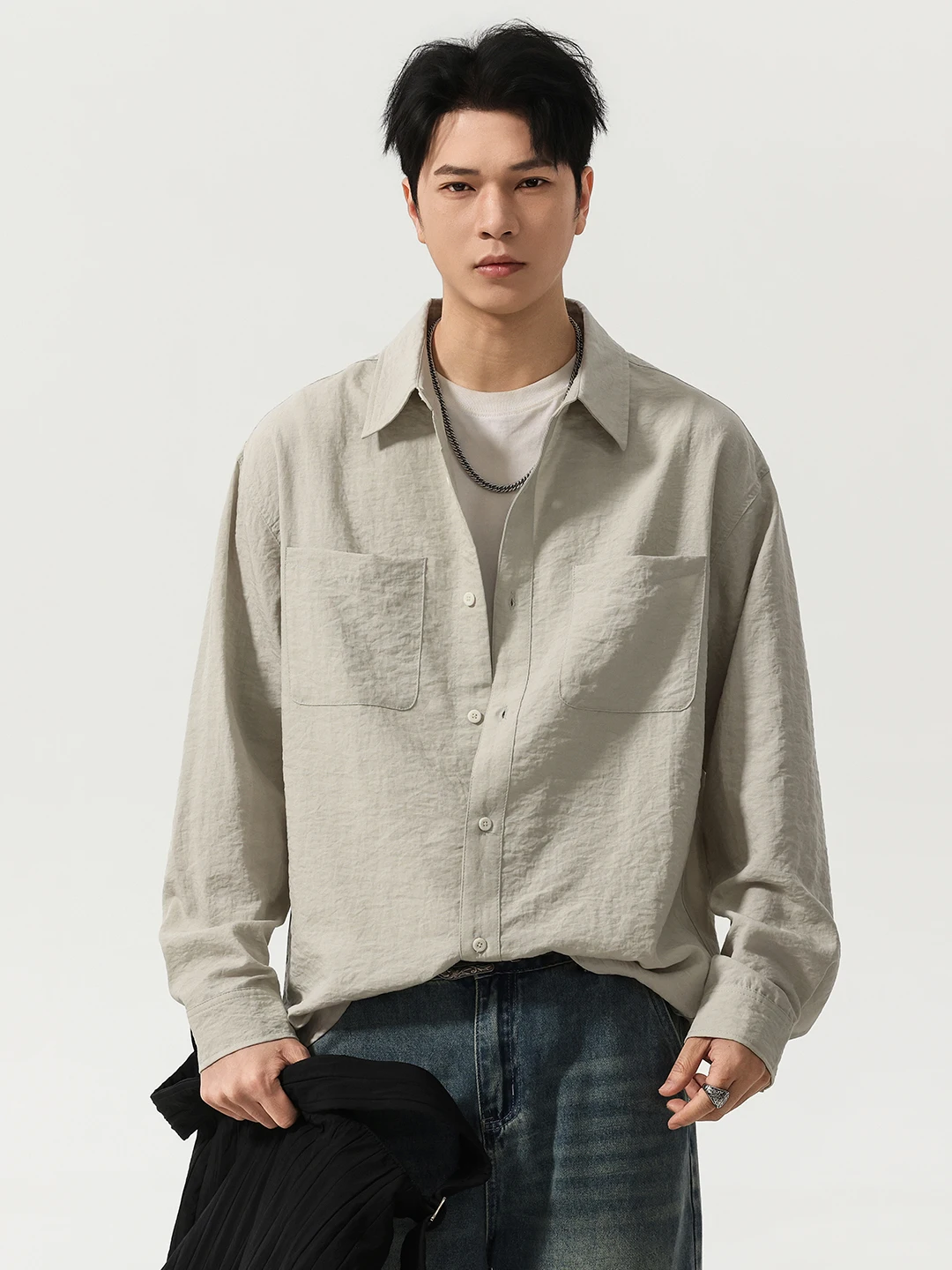 

Мужской кардиган American Sle из высококачественной шерстяной смеси, свободный крой, повседневный, для работы, весна 2026, модный, классический воротник, на пуговицах