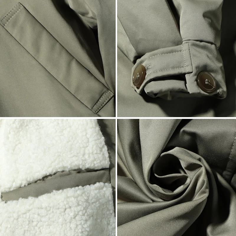 Cappotto in cotone Parka in pile di agnello con colletto stile americano per giacca invernale da uomo di media lunghezza alla moda giapponese