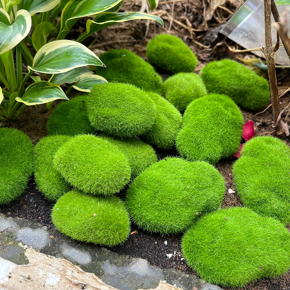 Artificial Green Moss Stones for Home Garden DIY Craft Fake Moss Rocks Micro Fake Green Plant Creative Simulation Flower Pot