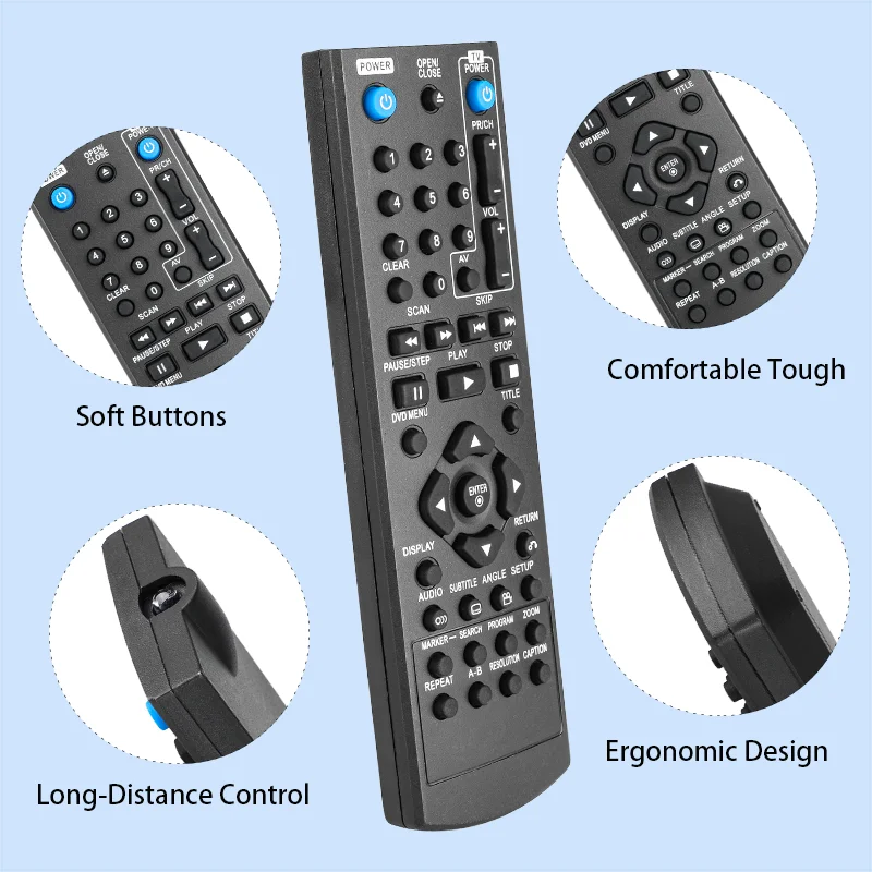 Control Remoto para Reproductor de DVD COV33662806 Compatible con Reproductores de DVD LG DP132H DP132HE DVX162 DVX172 DVX289H DP520H DP521H DP522H DP