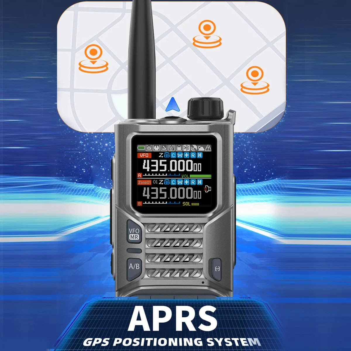 BAOFENG RD-55PRO Multiband Ham Radio GPS APRS VHF UHF AM FM NOAA Compass USB C Charging Smartphone Programming LED Flashlight
