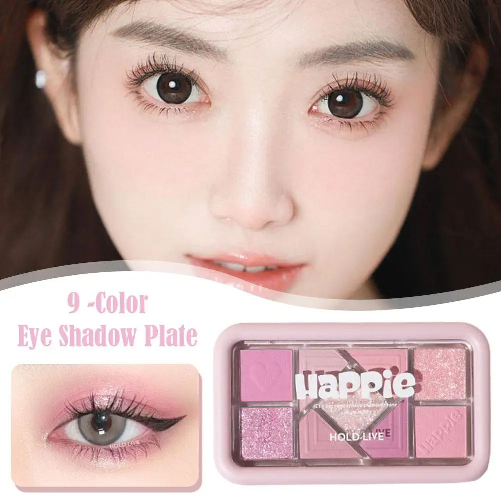 New Eyeshadow Palette 9 Sparkling Natural Makeup Color Color Glitter Shiny Rose Eyeshadow Pearly Matte Pink Boxes Shadow Ey A0j4