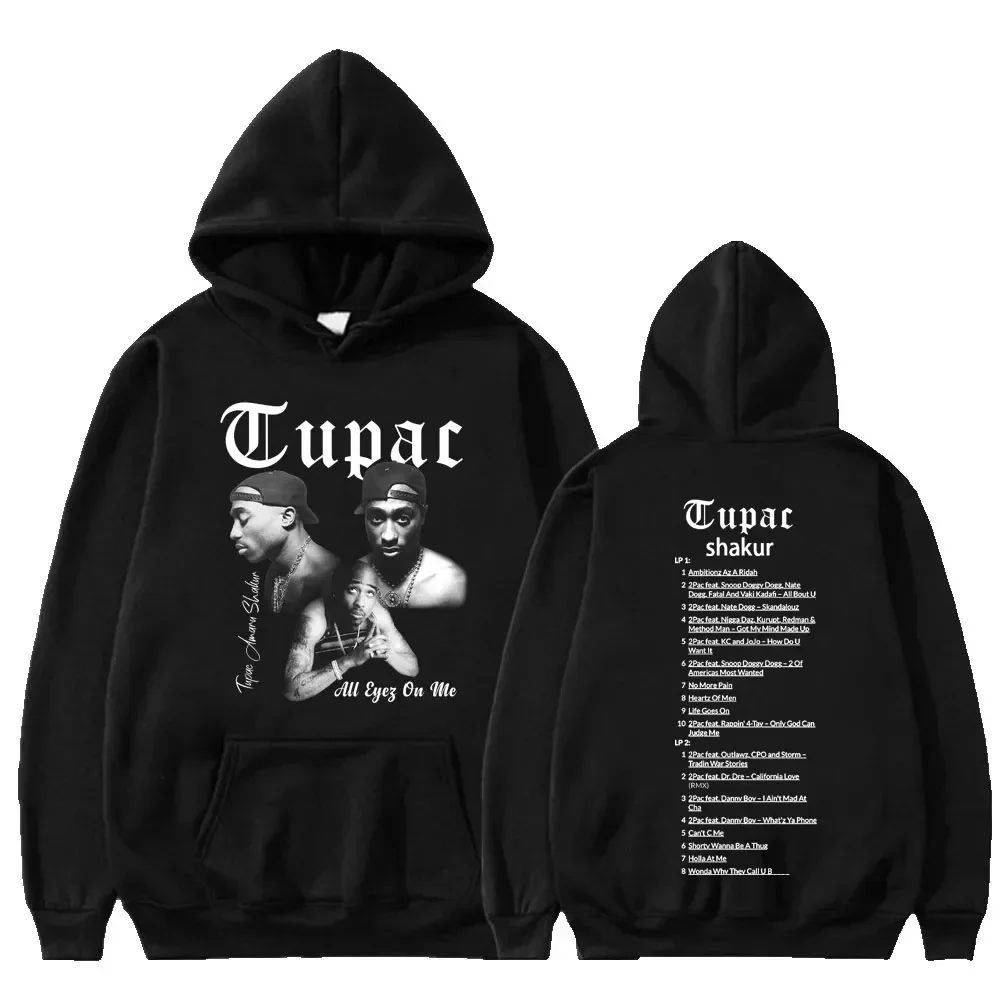 Rapper Tupac 2pac Print Hip Hop Hoodie Male Streetwear Vintage Sweatshirt Fashion Hoodies Men Women Oversized Fleece Tracksuit