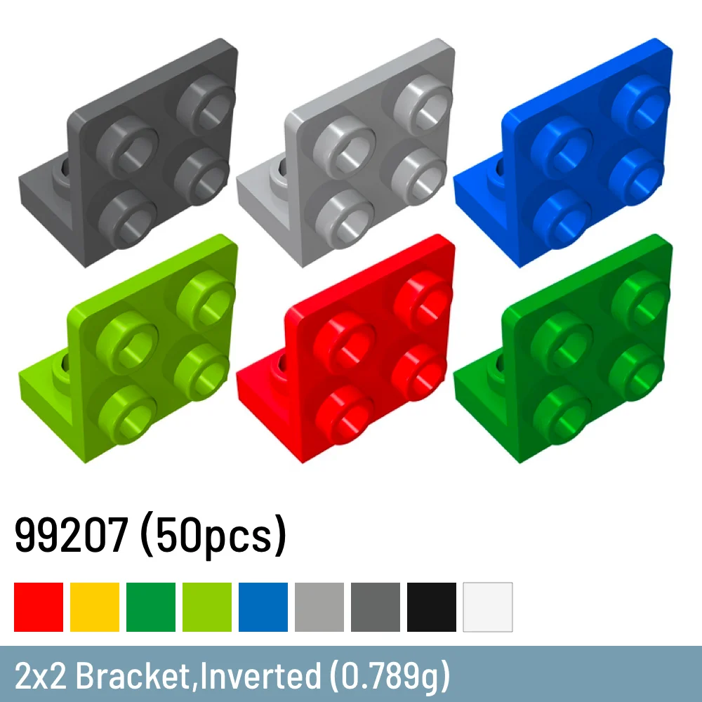 50 pezzi di blocchi di costruzione fai da te sottili mattoni digitali 2x2 staffa, dimensioni invertite compatibili con 99207 giocattoli di plastica di mattoni per bambini