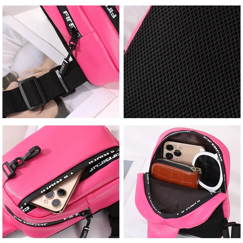 Bags For Women Fashion Ladies Chest Pack Female Sling Bag Crossbody Purse PU Leather Shoulder Chest Bag Travel Messenger Pack