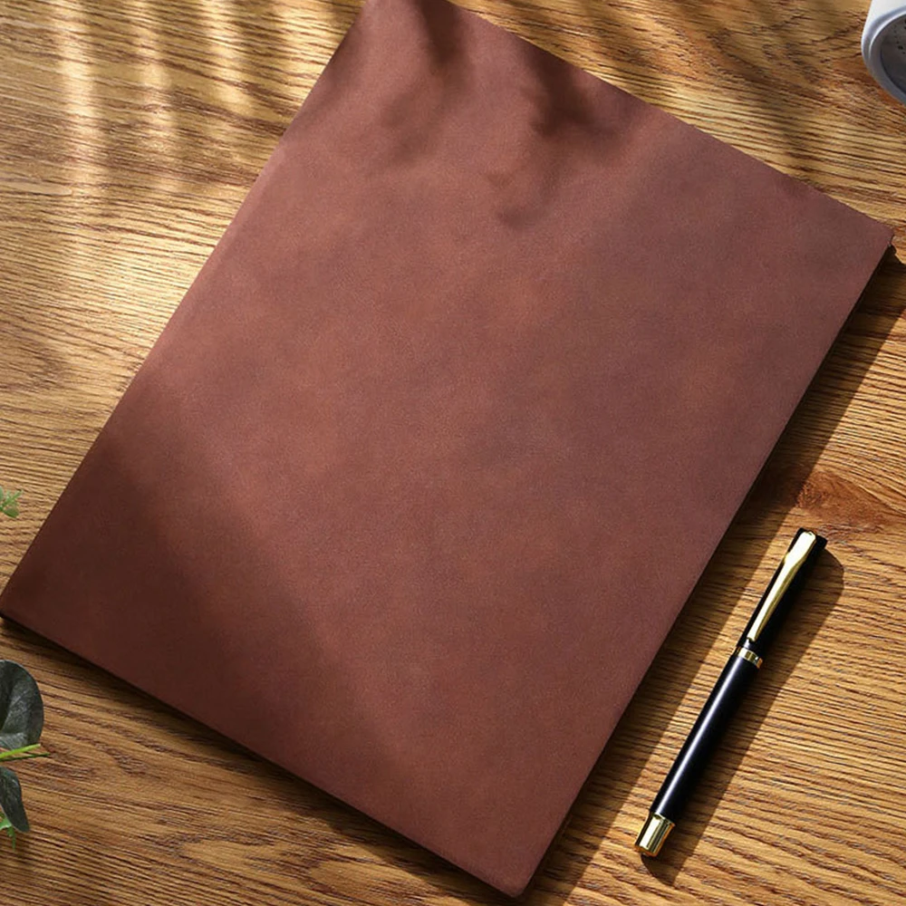 (Can Engrave Logo) A4 Business Thick Soft Leather Notebook, Student Notepads, Meeting Minutes Notebook, Lined Inner Pages