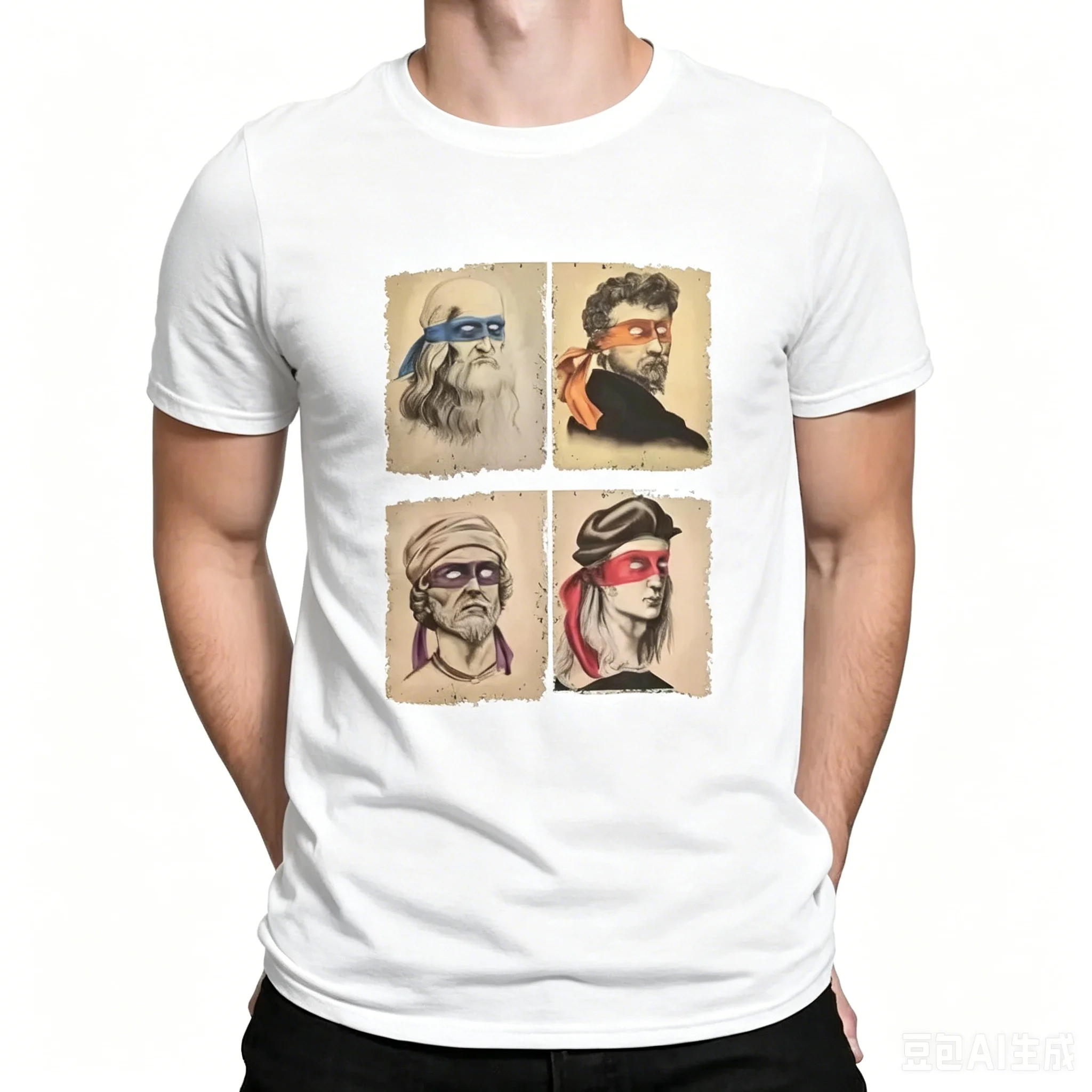 Men's TShirt Funny Italian Turtles Art Lovers Gift Renaissance Ninja Artists Polyester T Shirt Graphic Streetwear