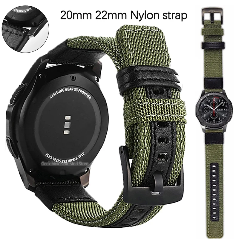 22mm 20mm Wrist Strap for Samsung Galaxy Watch 6 5 4 3 5Pro 40mm 44mm 42mm 46mm Gear S3 Frontier Classic Nylon Woven Sport Band