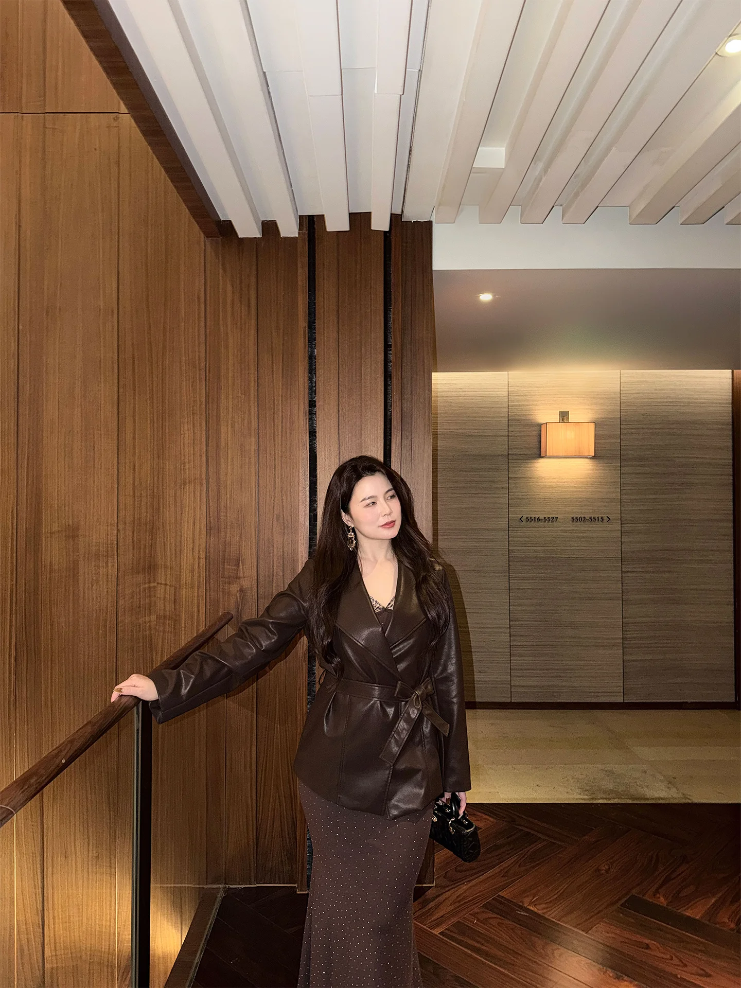 

Mole Large Size Winter Coat Belted Mid-Length Design Big Collar Frock for Plump Women Korean Style Commute High Waist Long Pants