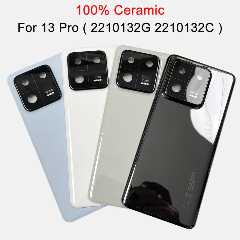 Ceramics Battery Housing  For Xiaomi Mi 13 Pro Mobile Lid Back Cover Rear Case With Camera Frame Lens   Adhesive Tape