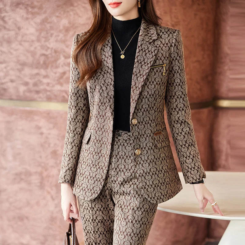 High Quality Fabric Formal Women Business Suits with Pants and Jackets Coat Ladies Pantsuits Professional Career Trousers Sets