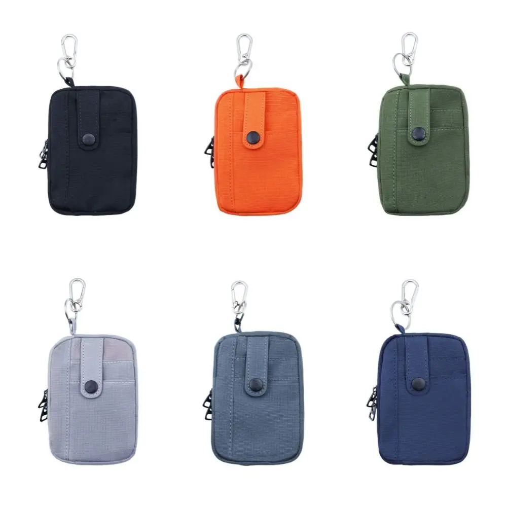 Simple Multifuctional Canvas Coin Purse Square Solid Color Earphone Bag Zipper Lightweight Mini Storage Bag Students